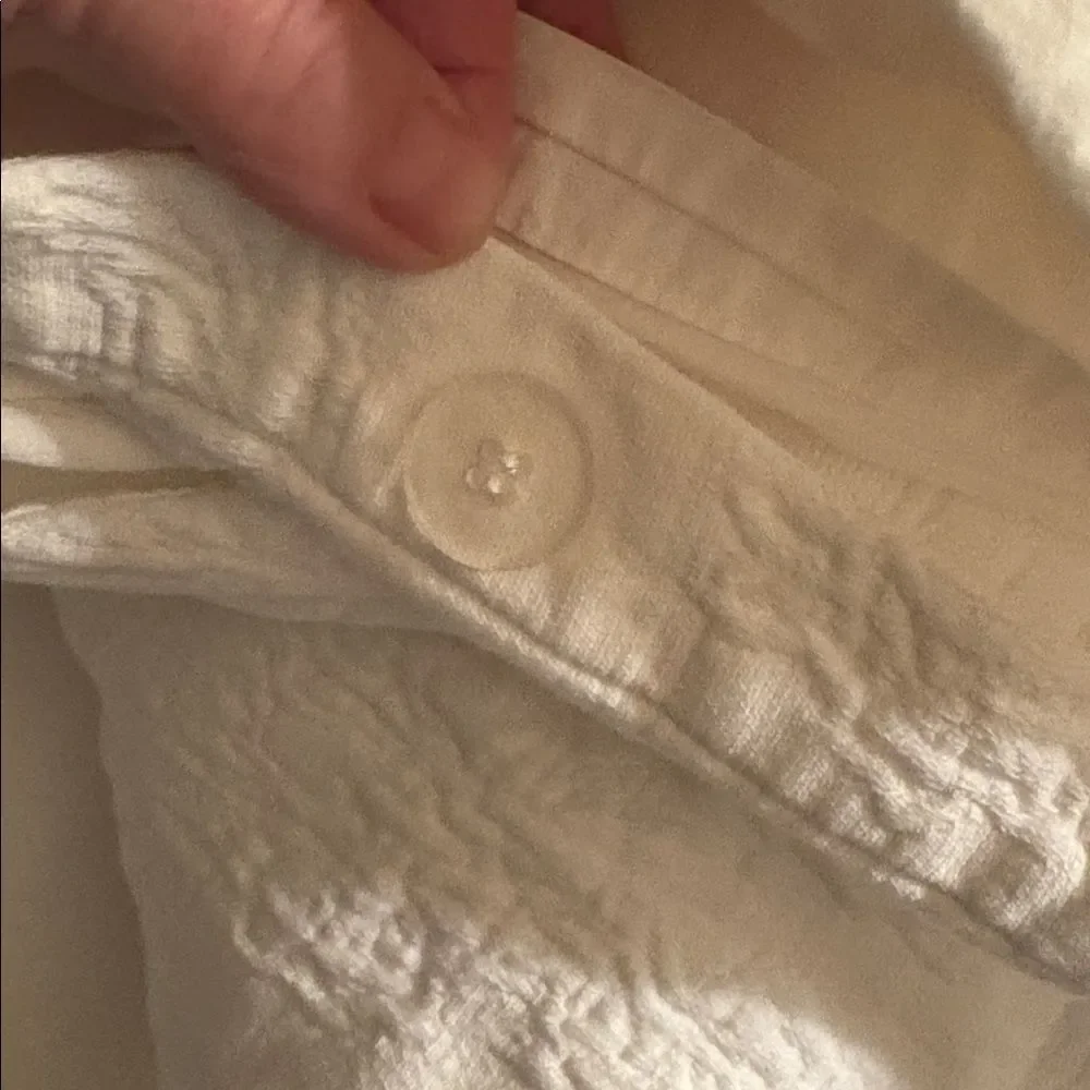 Land's End Matelasse floral Heavy Cotton Duvet Cover button tie White King Size